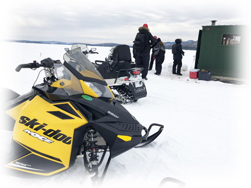 Ice fishing snowmobile
